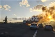 Ένας νεκρός και ένας τραυματίας σε σφοδρή ανατροπή φορτηγών στην Εθνική Οδό Αθηνών - Λαμίας
