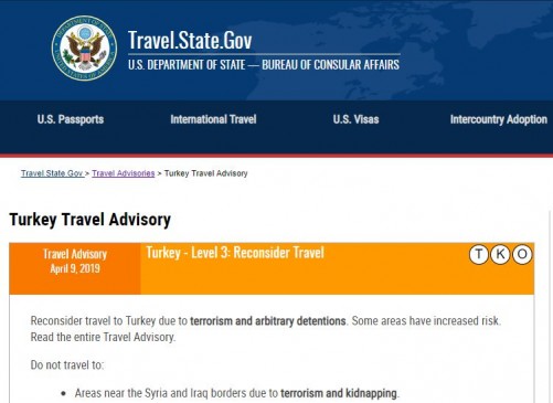 Ταξιδιωτική οδηγία των ΗΠΑ 