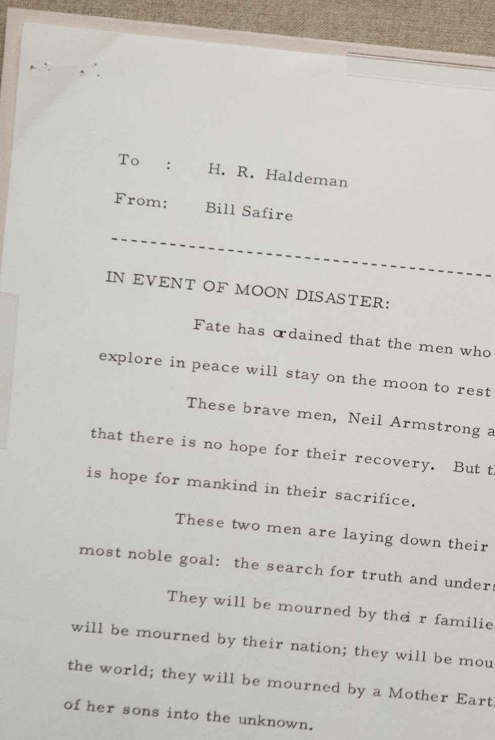 Η ομιλία του Νίξον, σε περίπτωση αποτυχίας