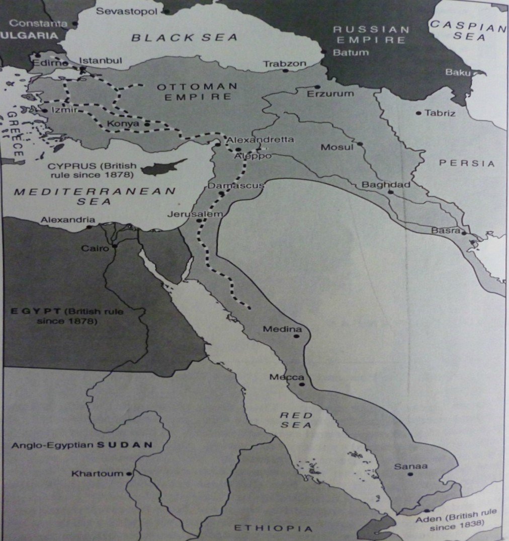 Τα σύνορα της Οθωμανικής Αυτοκρατορίας το 1914