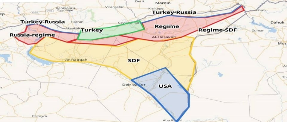 Οι ζώνες της Συρίας όπως αποτυπώνονται μετά την τουρκική εισβολή