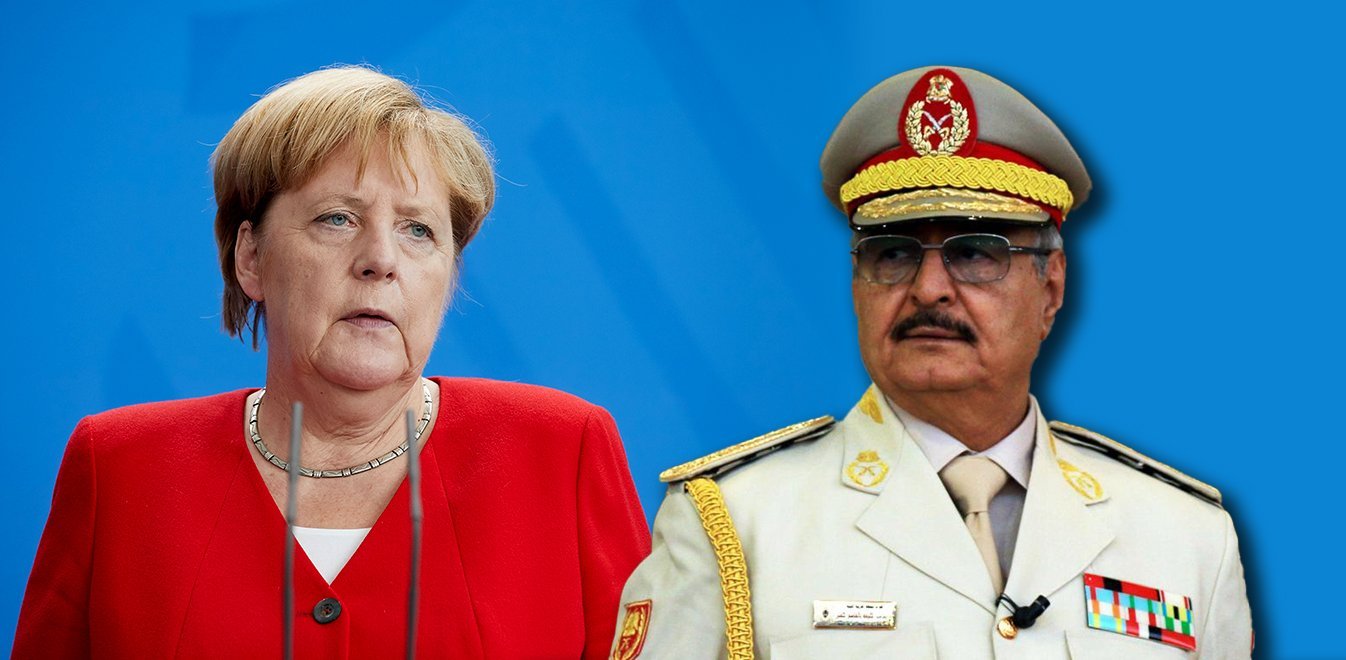 Αποτέλεσμα εικόνας για Μέρκελ με Χαφτάρ