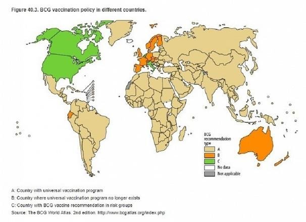 Πολιτική εμβολιασμού BCG σε διάφορες χώρες AEP / BCG World Atlas